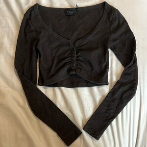 Urban Outfitters black button up cropped long sleeve